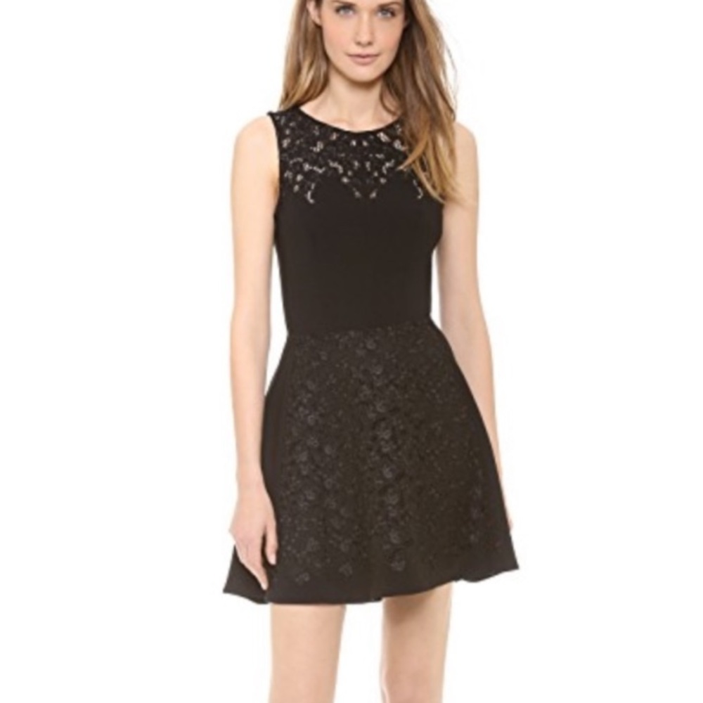 Rag & Bone Aya Lace Panel Fit & Flare Black Dress Size 4